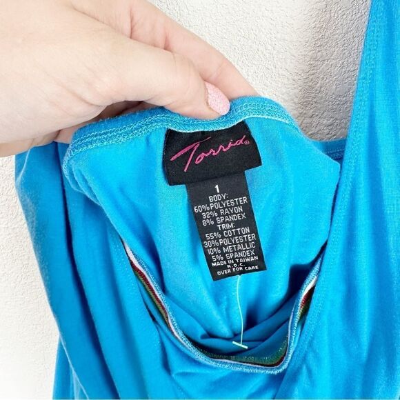 Torrid Blue 1X Halter Y2K Tank Top - Picture 5 of 8